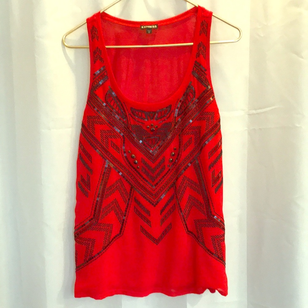 Express Red Beaded Tank